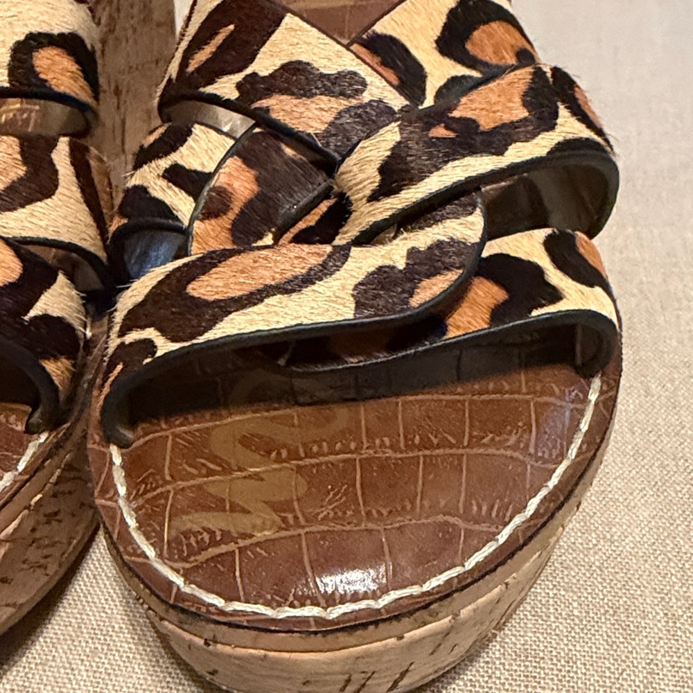 Sam Edelman Women’s Animal Fur Print Wedge Sandals, Size 8.5 - Picture 8 of 10